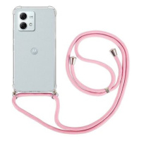 TopQ Kryt Motorola Moto G84 5G s růžovou šňůrkou průhledný 121049