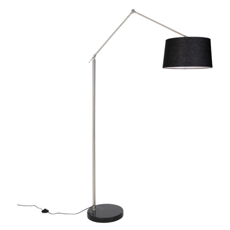 Moderní stojací lampa ocelové lněné stínidlo černé 45 cm - Editor QAZQA