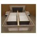 Manželská postel 160x200 cm s úložným prostorem a nočními stolky v kombinaci dub wellington a še