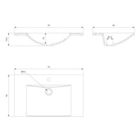 OMNIRES NAXOS M+ nábytkové umyvadlo, 76 x 46 cm bílá lesk /BP/ NAXOS760BP