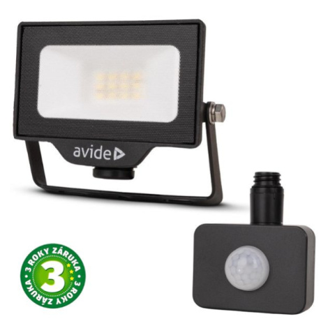 Prémiový ultratenký LED reflektor černý 10W 1000lm, denní, s čidlem pohybu, 3 roky