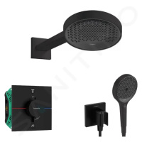 HANSGROHE Sprchový set s termostatem pod omítku, s tělesem, průměr 25 cm, 3 proudy, matná černá 