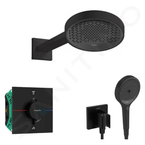 HANSGROHE Sprchový set s termostatem pod omítku, s tělesem, průměr 25 cm, 3 proudy, matná černá 