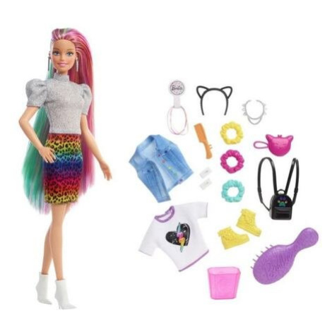 Barbie LEOPARDÍ PANENKA S DUHOVÝMI VLASY A DOPLŇKY Mattel