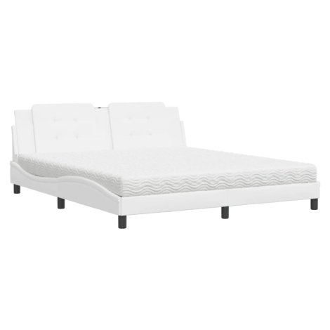 vidaXL Postel s matrací Zadar bílá 180 x 200 cm umělá kůže