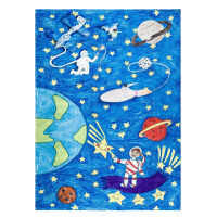 Dywany Łuszczów Dětský kusový koberec Bambino 2265 Rocket Space blue - 140x190 cm