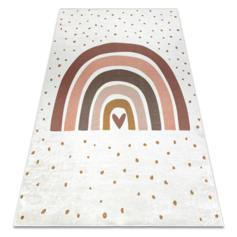 Dětský koberec protiskluzový BAMBINO 46960 duha, bílý / hnědý