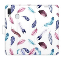 iSaprio flip pouzdro Colorful Feathers pro Samsung Galaxy A20e