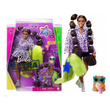 Barbie extra stylová dlouhovláska se zeleným boa a mazlíčkem, mattel gxf10