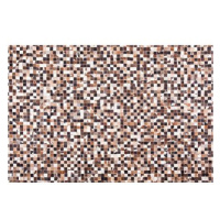 Hnědý patchwork kožený koberec 160x230 cm KONYA, 62723