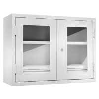 eurokraft basic Dílenská závěsná skříň, v x š x h 600 x 800 x 320 mm, dveře s okénkem, se 2 poli