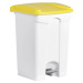 helit Nášlapná nádoba na odpad, objem 45 l, š x v x h 410 x 605 x 400 mm, bílá, žluté víko