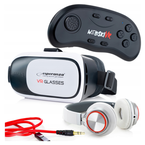 Sada Brýlí Vr 360 3D Brýle Pro Telefon S Bt Kontolerem A Sluchátky