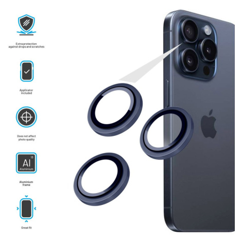 Ochranná skla čoček fotoaparátů FIXED Camera Glass pro Apple iPhone 15 Pro/15 Pro Max, tmavě mod