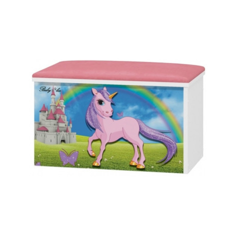 Box na hračky s motivem Unicorn  + čalouněné sedalo, BabyBoo