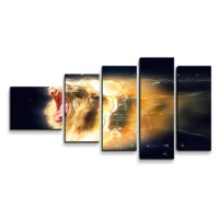 Obraz - 5-dílný Lev art - 100x60 cm