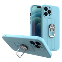 Silikonové pouzdro s kovovým kroužkem na iPhone 11 Pro light blue