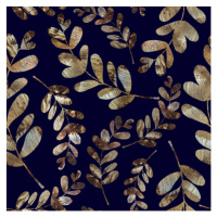 Ilustrace branches and leaves with golden texture, dnapslvsk, 40 × 40 cm