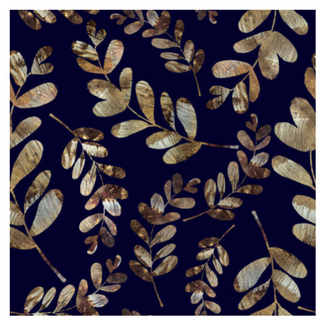 Ilustrace branches and leaves with golden texture, dnapslvsk, (40 x 40 cm)