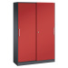 C+P Skříň s posuvnými dveřmi ASISTO, výška 1980 mm, šířka 1200 mm, černošedá/ohnivě červená