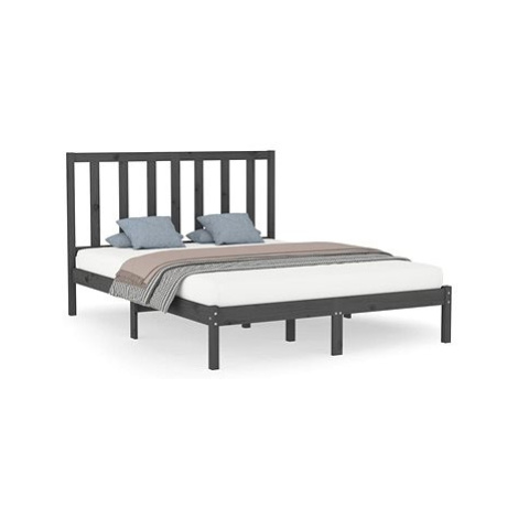 Rám postele šedý masivní dřevo 160 × 200 cm, 3106780 SHUMEE