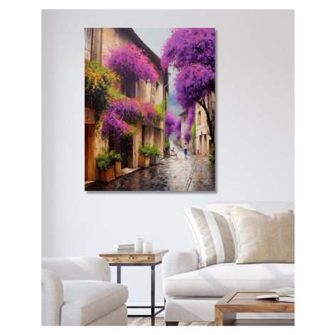 Obrazy na stěnu - Ulička v městečku za deště Rozměr: 80x100 cm, Rámování: vypnuté plátno na rám