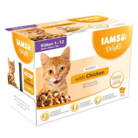 IAMS Delights pro koťata s kuřecím v omáčce multipack 12 × 85 g