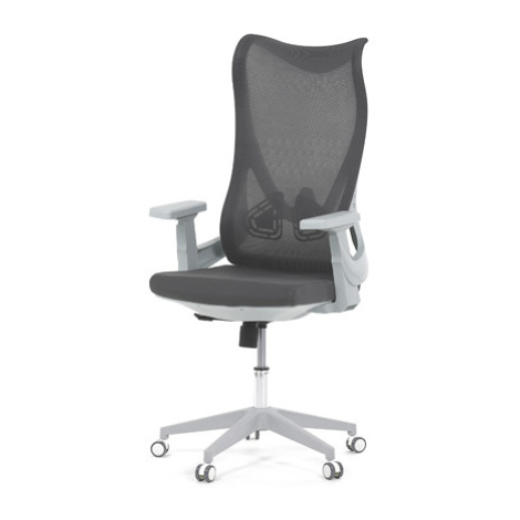 Židle kancelářská, šedý MESH, bílý plast, plastový kříž Autronic