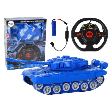 RC tank modrý se světlem a zvukem 1:18