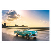 Ilustrace American blue 1953 convertible convertible vintage, MaboHH, 40 × 26.7 cm