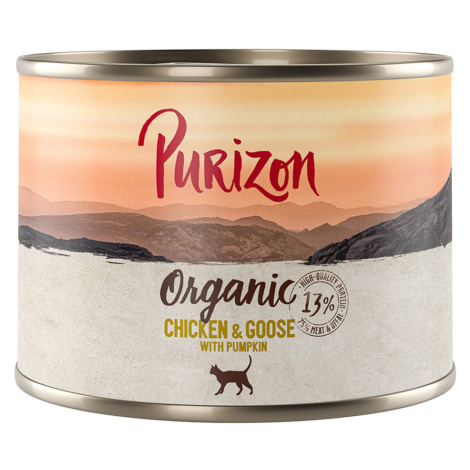 Purizon Organic 12 x 200 g výhodná balení - kuřecí a husa s dýní