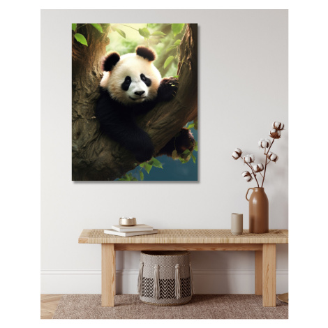 Obrazy na stěnu - Panda na stromě Rozměr: 40x50 cm, Rámování: vypnuté plátno na rám