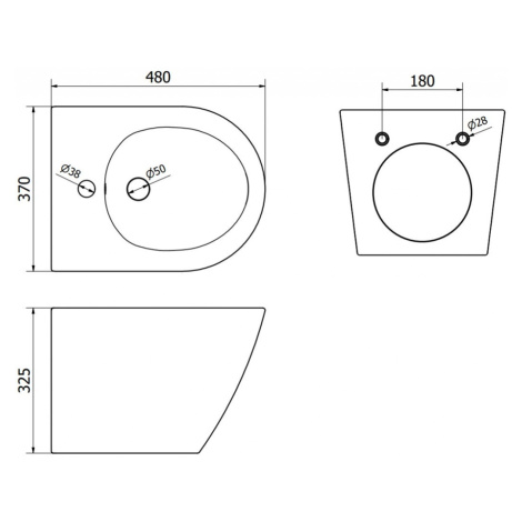 MEXEN Lena bidet závěsný, černá mat/zlatá vzor 35224877