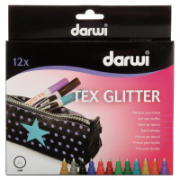 Darwi Tex Fabric Glitter Marker Set Sada textilních fixů 12 x 6 ml