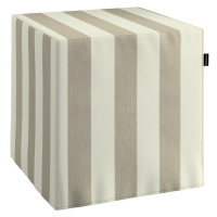 Dekoria Sedák Cube - kostka pevná 40x40x40, béžové a bílé svislé pruhy, 40 x 40 x 40 cm, Quadro,