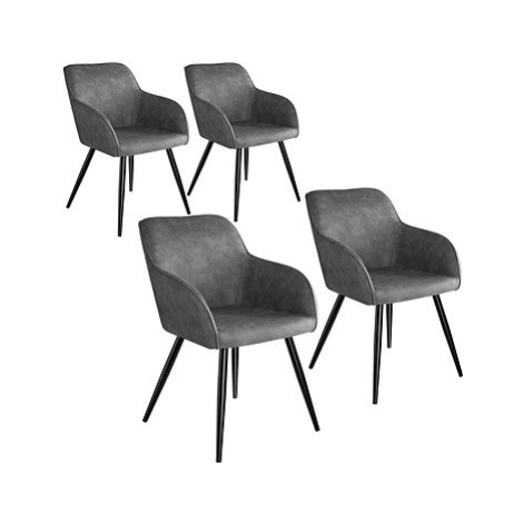 4× Židle Marilyn Stoff, šedo, černá tectake