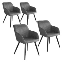 4× Židle Marilyn Stoff, šedo, černá