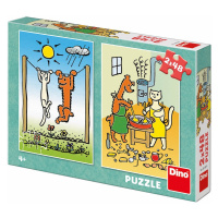 Pejsek a kočička: puzzle 2x48 dílků - Dino