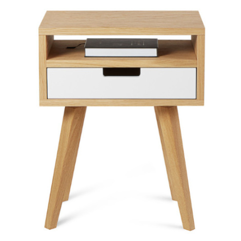 Benlemi Dřevěný noční stolek ve scandi stylu HYLLE bílý Zvolte kvalitu dřeva: 2. Kombinace dubov