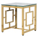 Estila Art-deco hranatý příruční stolek Geode se skleněnou deskou a zlatou kovovou konstrukcí 50