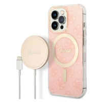 Kryt Guess Case + Charger Set iPhone 13 Pro Max pink hard case 4G Print MagSafe (GUBPP13XH4EACSP