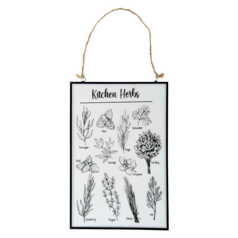 Esschert Design Skleněný obraz na provázku Květiny čirý/černý