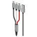 Budi Kabel 3 v 1 USB na Lightning / USB-C / Micro USB Budi 2,4 A, 1 m, opletený (černý)