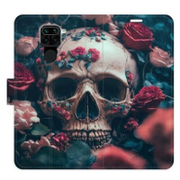 iSaprio flip pouzdro Skull in Roses 02 pro Xiaomi Redmi Note 9