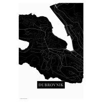 Mapa Dubrovnik black, (26.7 x 40 cm)