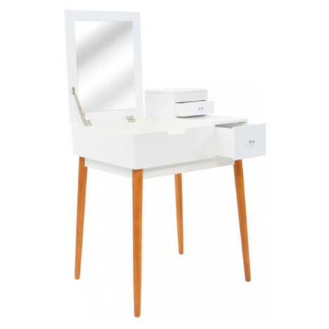 Toaletní stolek se zrcadlem bílá / hnědá Dekorhome vidaXL