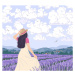 Ilustrace Young Woman Enjoys the lavender Field, Val_Iva, 40 × 40 cm