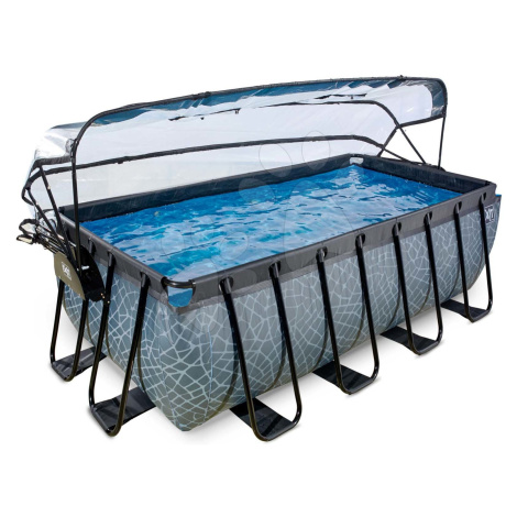 Bazén s krytem pískovou filtrací a tepelným čerpadlem Stone pool Exit Toys ocelová konstrukce 40