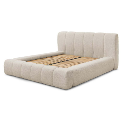 Béžová čalouněná dvoulůžková postel s úložným prostorem s roštem 140x190 cm Denali – Bobochic Pa Bobochic Paris