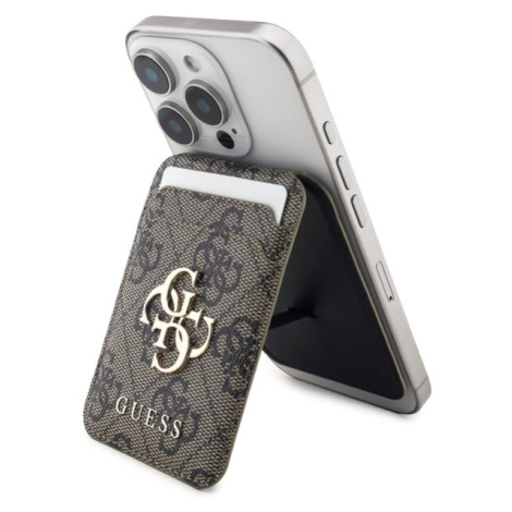 Guess 4G Metal Logo MagSafe Cardslot peněženka se stojanem hnědá